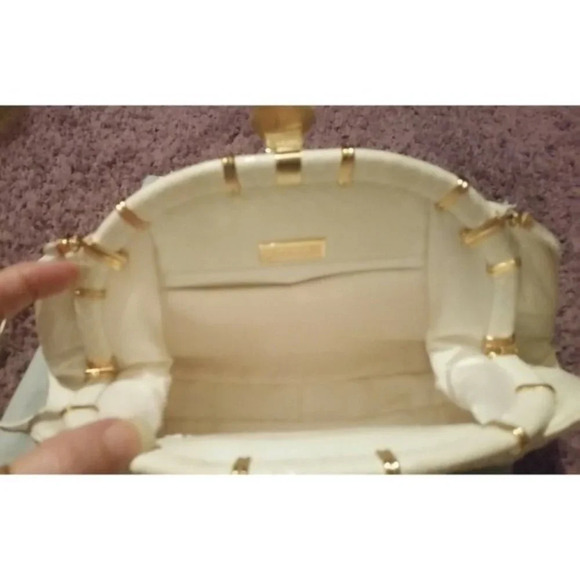 VTG Judith Leiber Snakeskin White Handbag with Pink Agate Grannycore Orig Box - Picture 9 of 12